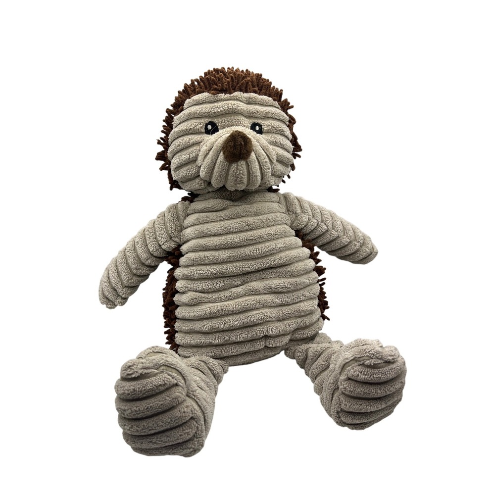 Tan Corduroy Hedgehog Plush‎ Stuffed Animal Shaggy Brown Quills Textured Toy